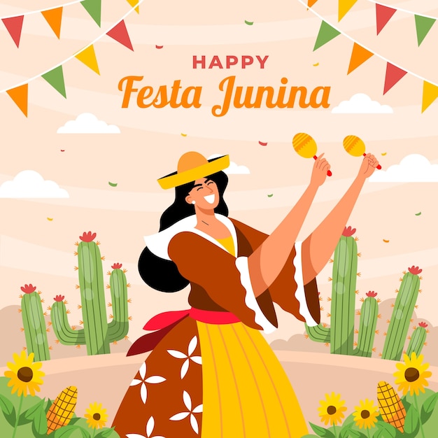 Ilustración plana para celebraciones brasileñas festas juninas