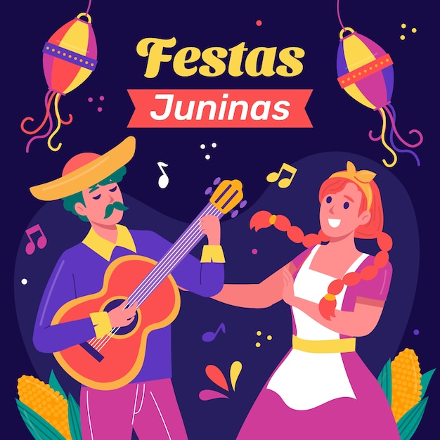 Ilustración plana para celebraciones brasileñas festas juninas