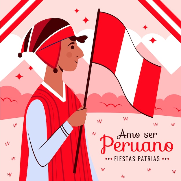 Vector gratuito ilustración plana para celebraciones de fiestas patrias peruanas.