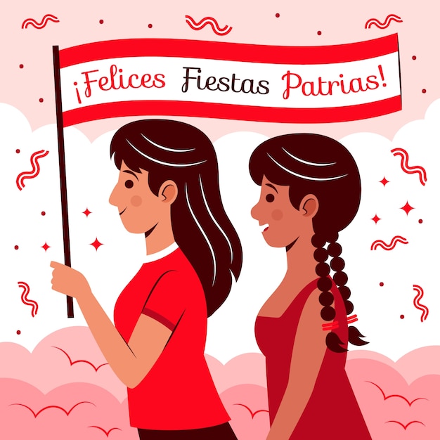 Vector gratuito ilustración plana para celebraciones de fiestas patrias peruanas.