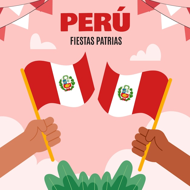 Ilustración plana para celebraciones de fiestas patrias peruanas.