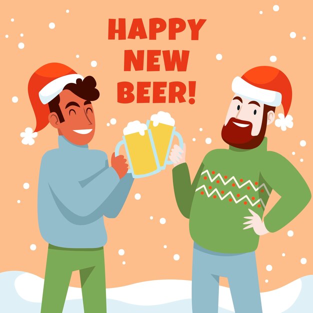 Ilustración plana de cerveza de temporada navideña