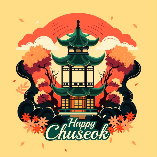 Ilustración plana de chuseok