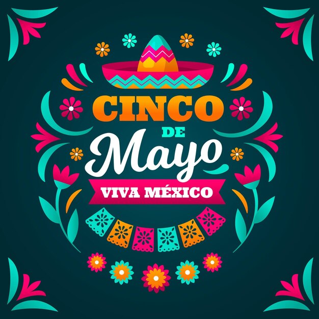 Ilustración plana cinco de mayo