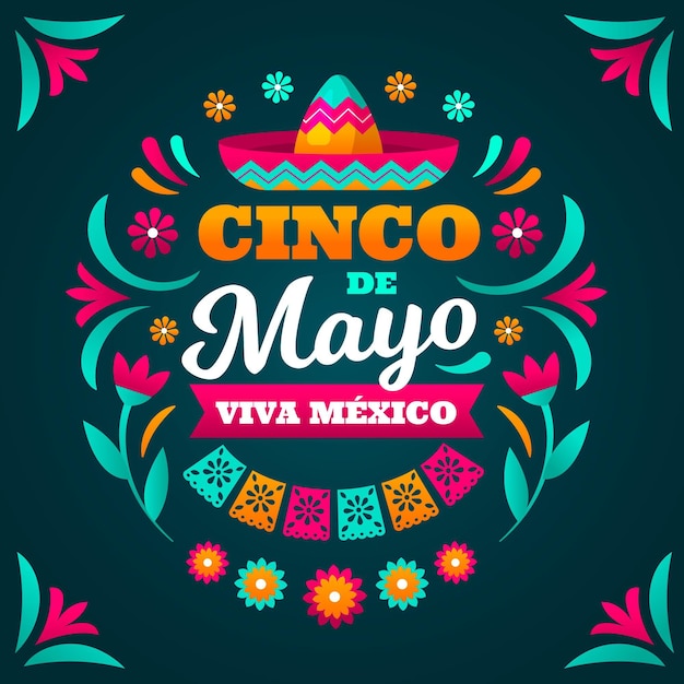 Ilustración plana cinco de mayo