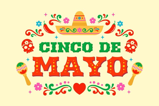 Ilustración plana cinco de mayo