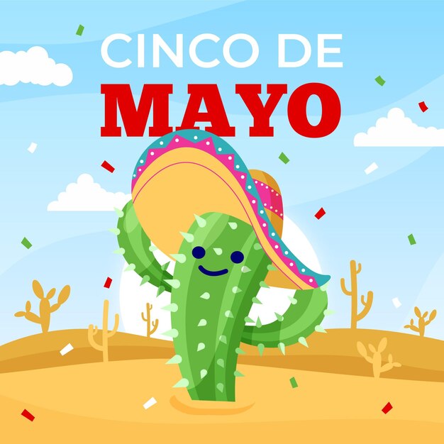 Ilustración plana cinco de mayo