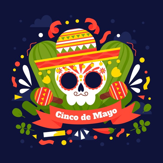 Ilustración plana de cinco de mayo