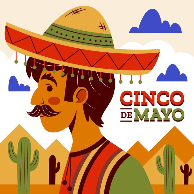 Ilustración plana de cinco de mayo