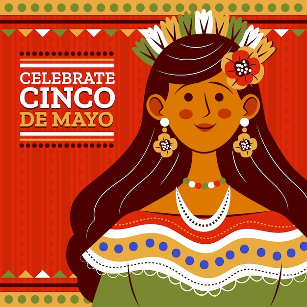 Vector gratuito ilustración plana de cinco de mayo