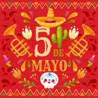 Vector gratuito ilustración plana de cinco de mayo