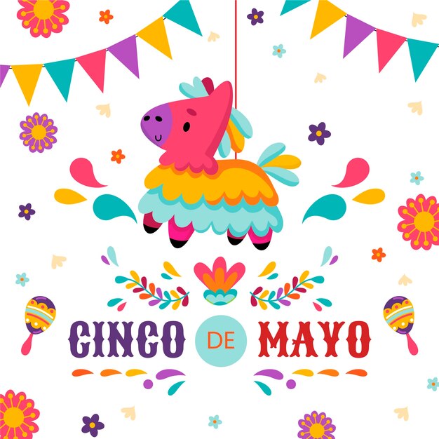 Ilustración plana de cinco de mayo
