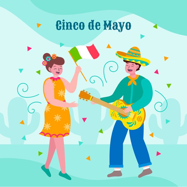 Ilustración plana de cinco de mayo