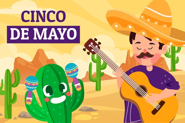 Ilustración plana de cinco de mayo