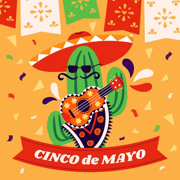 Ilustración plana de cinco de mayo