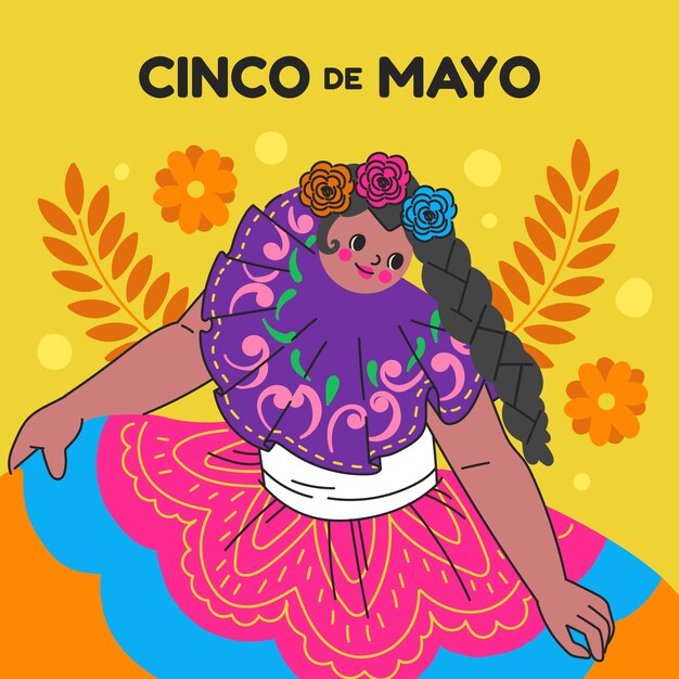Ilustración plana de cinco de mayo