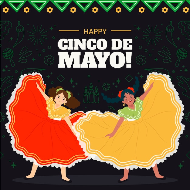 Ilustración plana de cinco de mayo