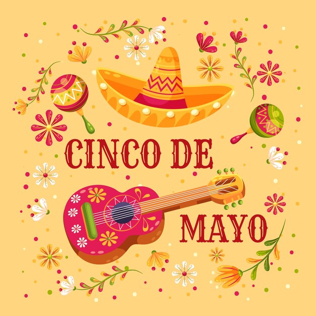 Ilustración plana de cinco de mayo