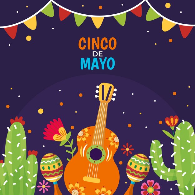 Ilustración plana de cinco de mayo