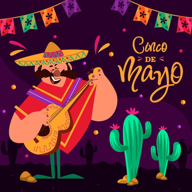 Ilustración plana de cinco de mayo