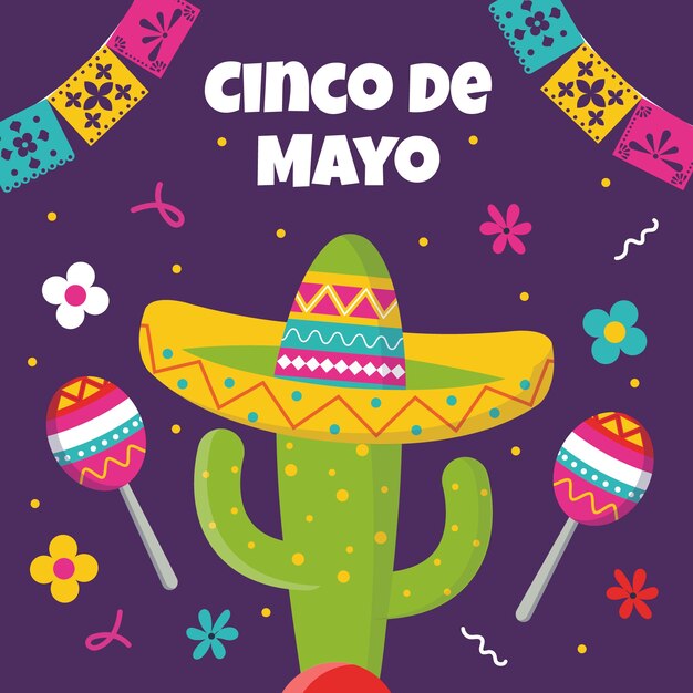 Ilustración plana de cinco de mayo