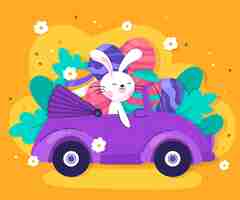 Vector gratuito ilustración plana del coche de pascua