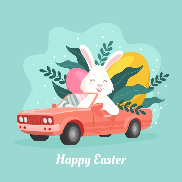 Vector gratuito ilustración plana del coche de pascua