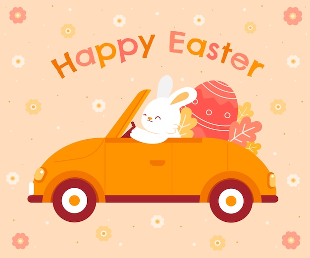 Vector gratuito ilustración plana del coche de pascua