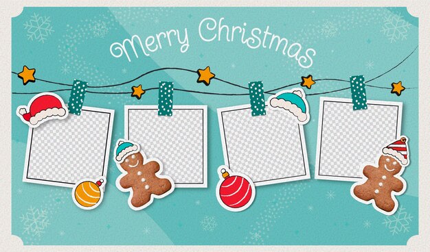 Ilustración plana de collage de navidad
