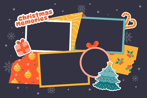 Ilustración plana de collage de navidad