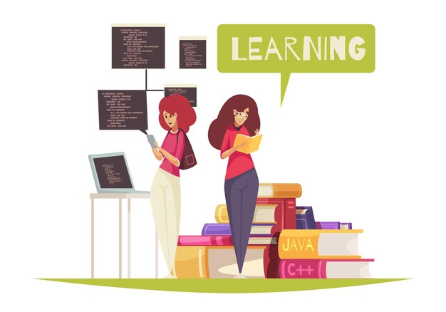 Ilustración plana del concepto de educación del programador