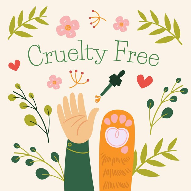 Ilustración plana del concepto vegano y libre de crueldad