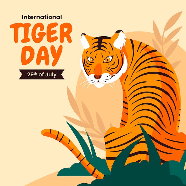 Vector gratuito ilustración plana para la conciencia del día internacional del tigre.