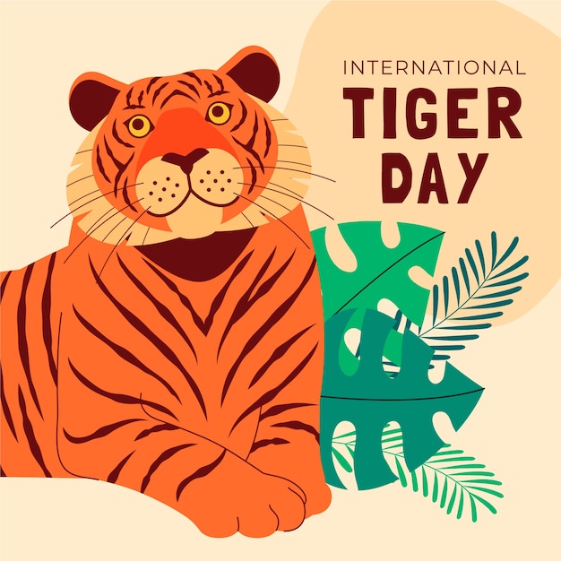 Vector gratuito ilustración plana para la conciencia del día internacional del tigre.