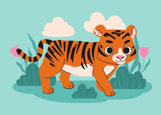 Vector gratuito ilustración plana para la conciencia del día internacional del tigre.