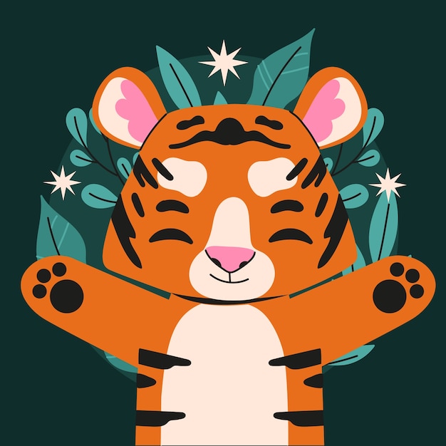 Ilustración plana para la conciencia del día internacional del tigre.