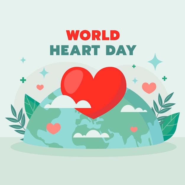 Vector gratuito ilustración plana para la conciencia del día mundial del corazón