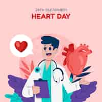 Vector gratuito ilustración plana para la conciencia del día mundial del corazón