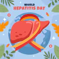 Vector gratuito ilustración plana para la conciencia del día mundial de la hepatitis
