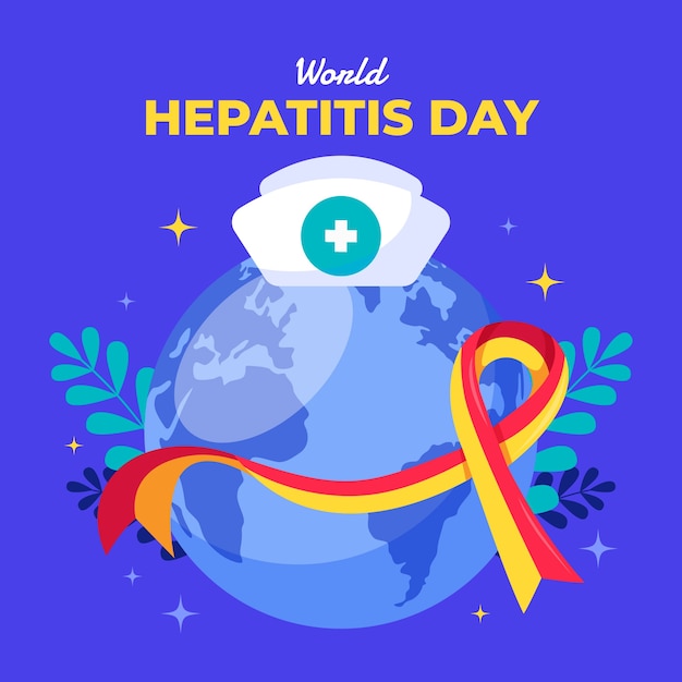 Vector gratuito ilustración plana para la conciencia del día mundial de la hepatitis