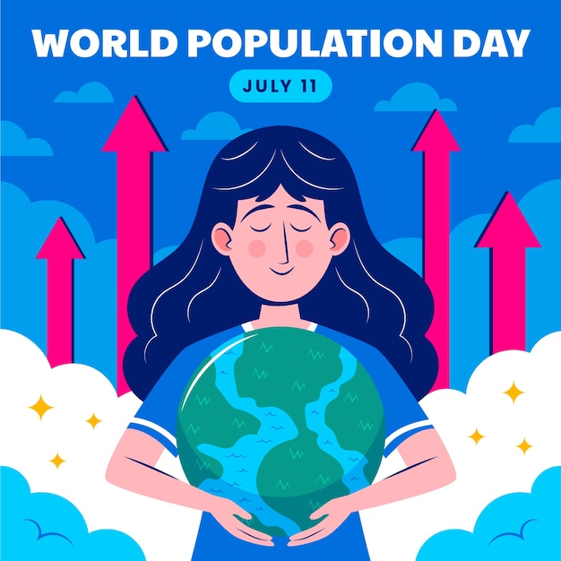 Vector gratuito ilustración plana para la conciencia del día mundial de la población