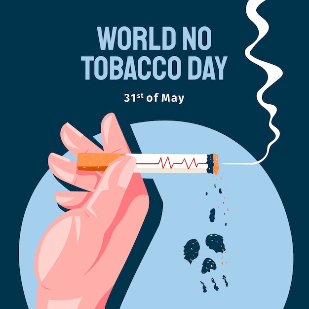 Ilustración plana para la conciencia del día sin tabaco.