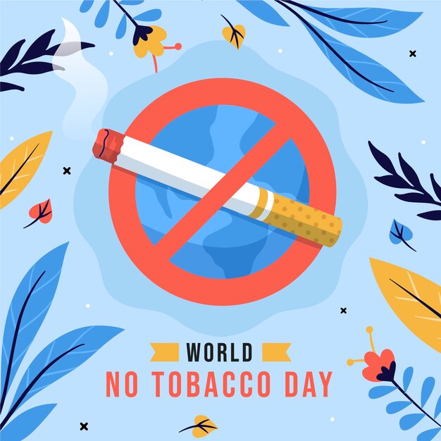 Ilustración plana para la conciencia del día sin tabaco.