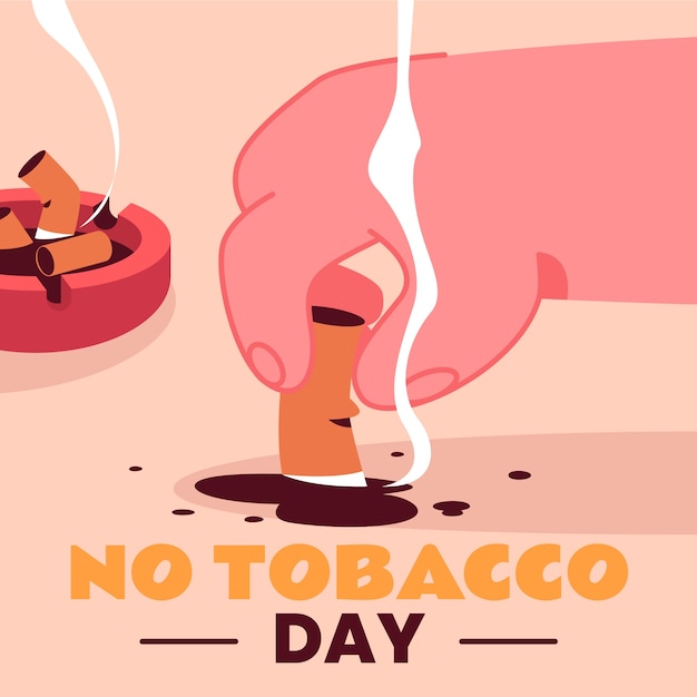 Vector gratuito ilustración plana para la conciencia del día sin tabaco.