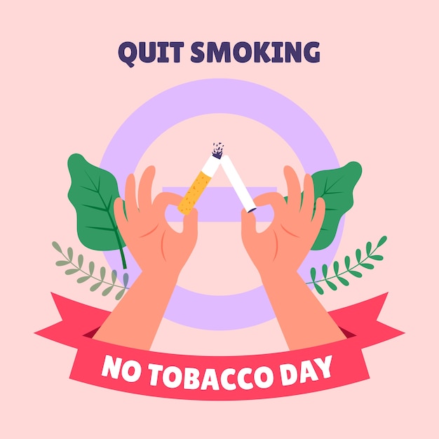 Ilustración plana para la conciencia del día sin tabaco.