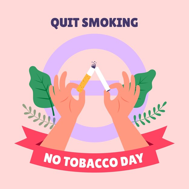 Ilustración plana para la conciencia del día sin tabaco.