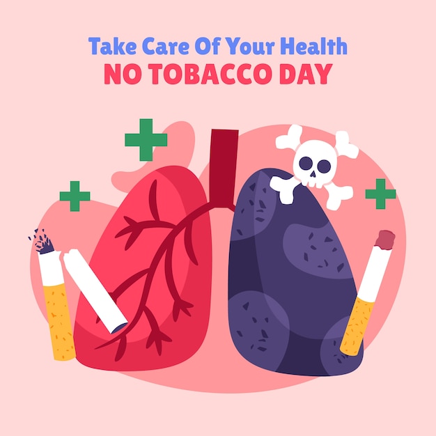 Vector gratuito ilustración plana para la conciencia del día sin tabaco.