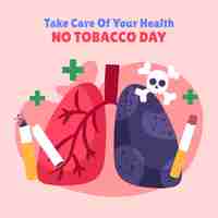 Vector gratuito ilustración plana para la conciencia del día sin tabaco.