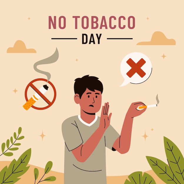 Vector gratuito ilustración plana para la conciencia del día sin tabaco.