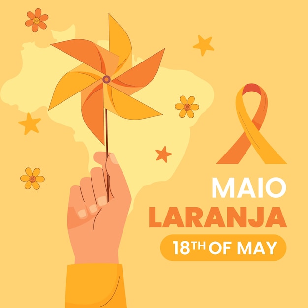 Vector gratuito ilustración plana para la conciencia de maio laranja